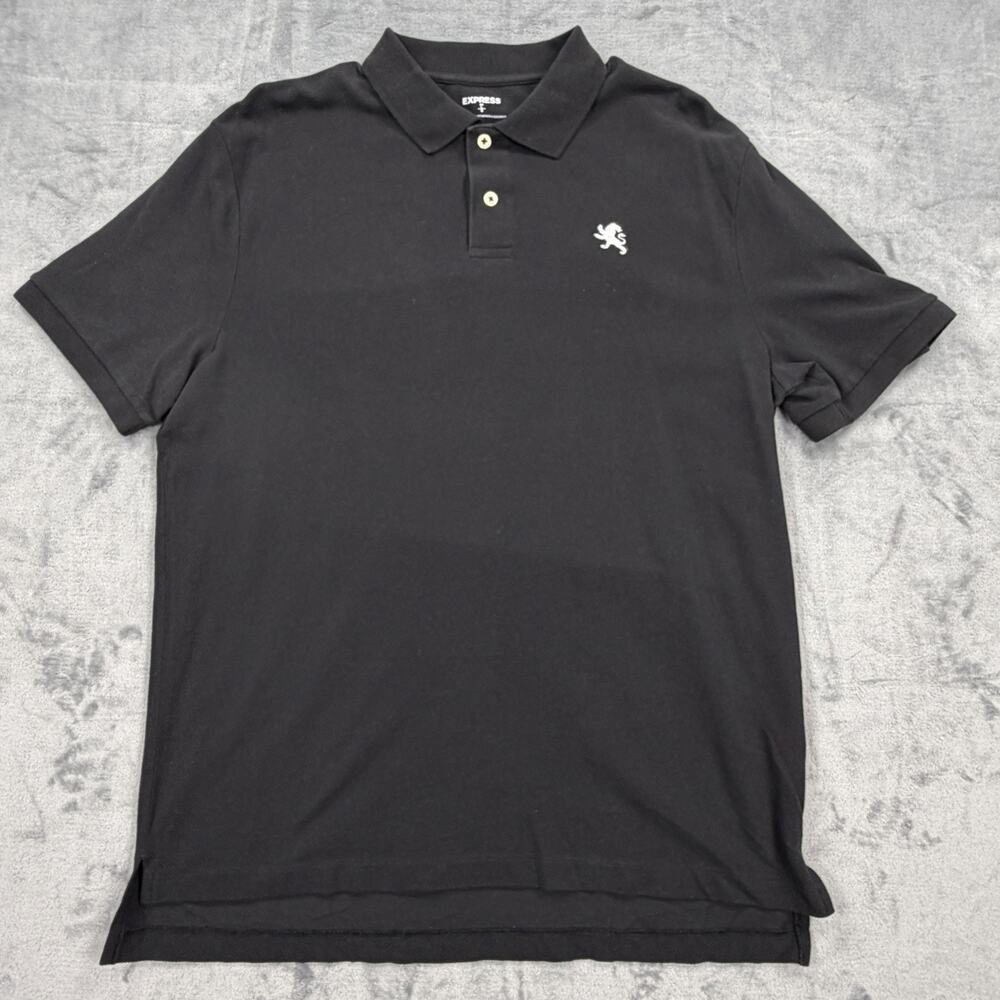 Express Polo Shirt Mens Large Black Short Sleeve Logo Cotton Casual Golf